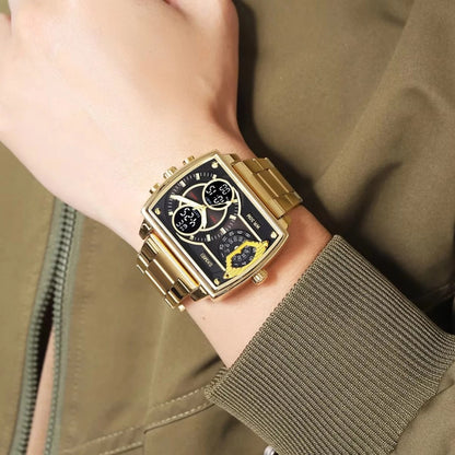 ساعة رجالية مربعة بتصميم عصري